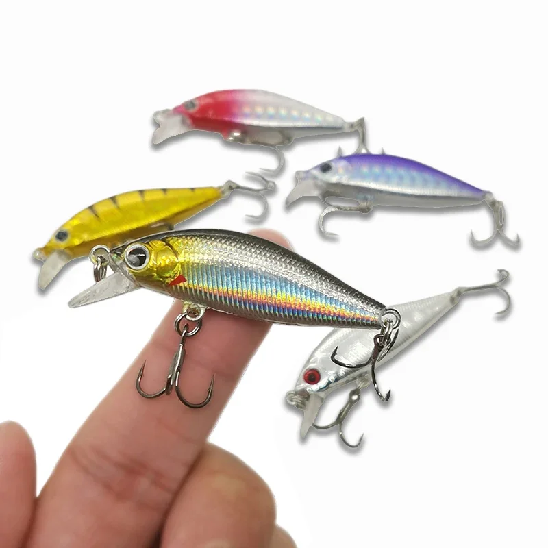 1 Uds 4,5 cm 3,g señuelo de Pesca calidad Mini señuelo Minnow ojos 3D cebo duro de plástico Pesca Wobblers artificiales Crankbait Pesca Baait - imagen 5