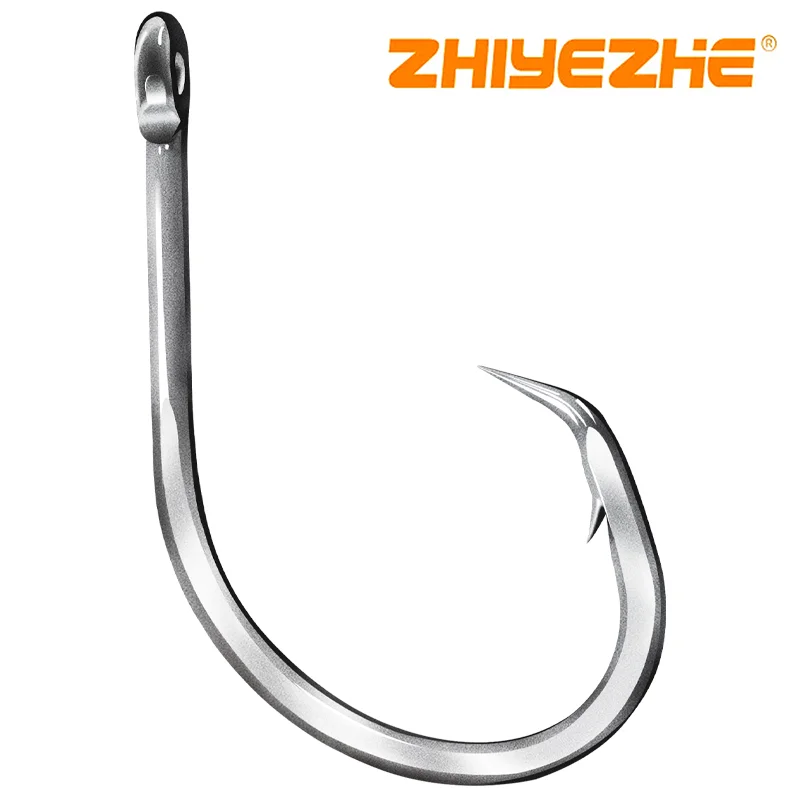 ZYZ-anzuelo circular de pesca de mar, 6 ~ 10 unids/bolsa, anzuelos de aguas profundas de acero rico en carbono, anzuelos de pesca para barcos, aparejos de anzuelos de atún
