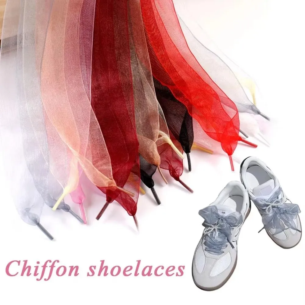 Nuevo Cordones de hilo de gasa de 4cm de ancho, zapatillas de deporte de 120cm de longitud, uso de cordones de seda planos, cordones de cuerda para zapatillas, cordones de repuesto - imagen 4