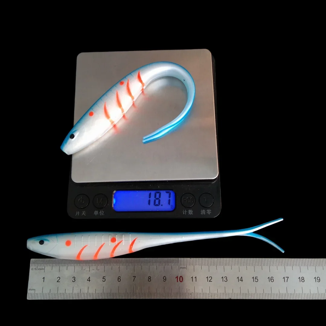 3 unids/pack TPR señuelo suave 17cm 18,7g flotante de plástico suave cebo de gusano cola Y Swimbait para gran juego pesca Lucio Bass - imagen 5