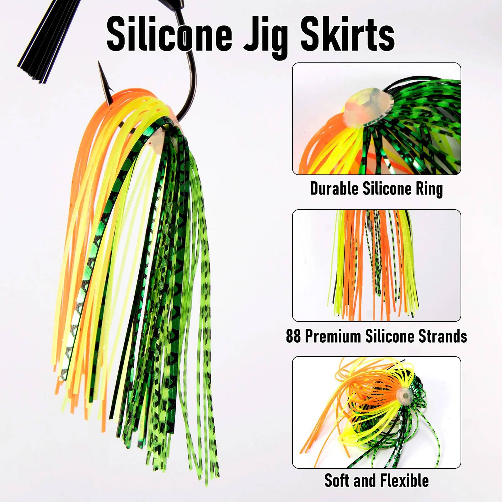 Faldas de plantilla de repuesto de silicona, faldas de paraguas de pesca de 88 hebras para Spinnerbaits Buzzbaits Spinner Bass, cambio rápido, 3/5 Uds. - imagen 5
