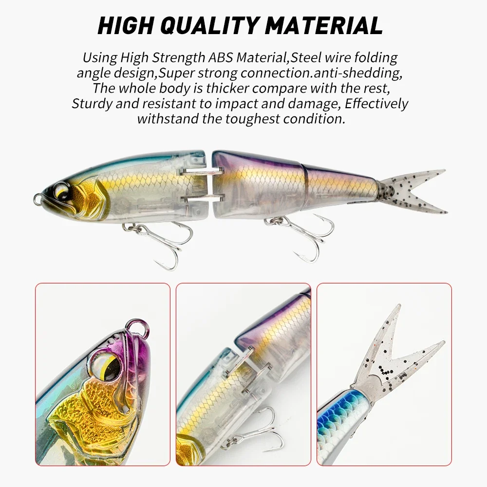 Señuelos de pesca Johncoo Hardbait 185mm 50,5g Swimbaits hoja de Flash cuerpo flotante articulado Lucio señuelo de fundición larga para lubina - imagen 2