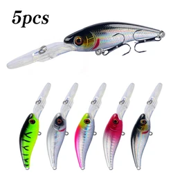 5 uds señuelo de Pesca ojos 3D pececillo flotante Aritificial láser Wobblers Crankbait aparejos de Pesca de plástico duro anzuelo Pesca