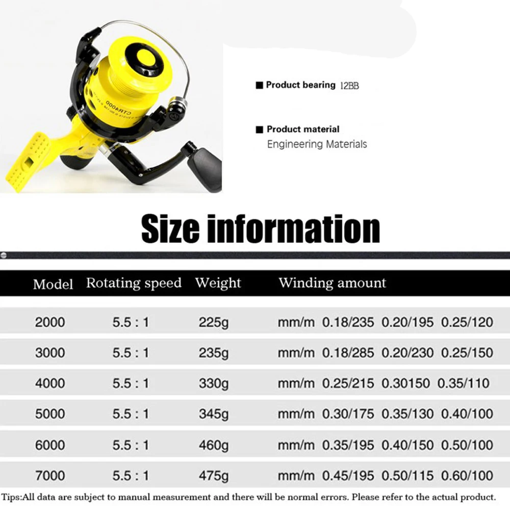 Carrete giratorio de pesca 5,5:1, rueda con cabezal de galvanoplastia, alimentador de fundición de cebo para lubina, Lucio, carpa, serie de fuerza de descarga, freno trasero - imagen 3