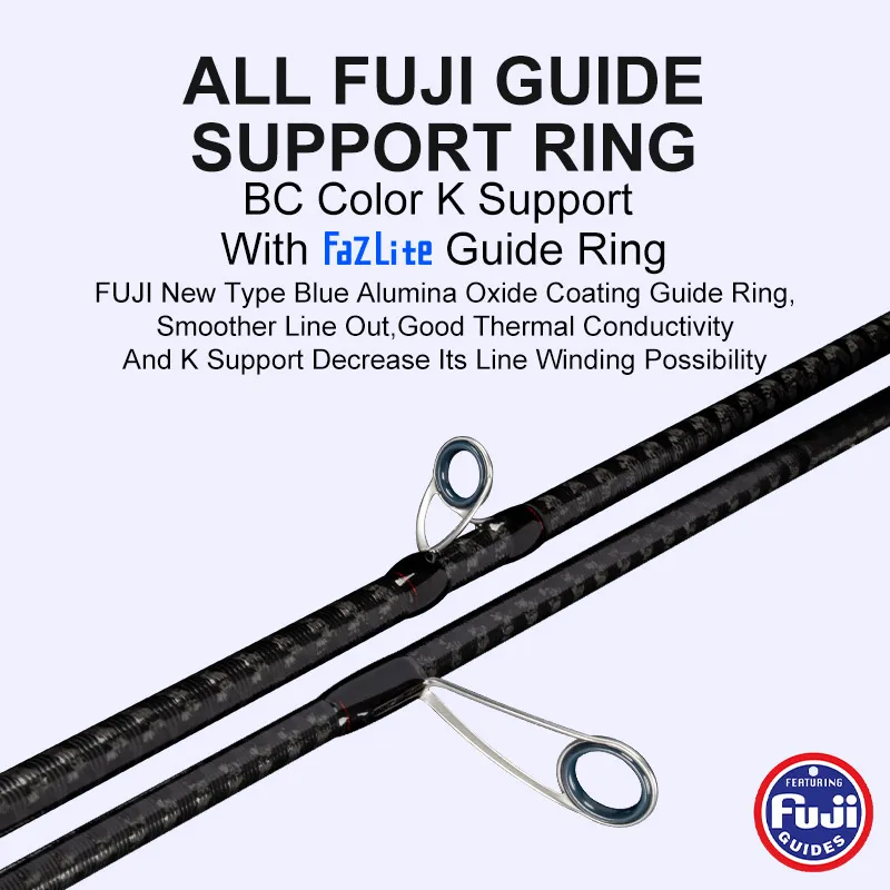 TEASER-caña de pescar giratoria ZORRO Fuji, accesorio de caña de pescar con alto contenido de carbono, 2 secciones, 1,98 m, 2,03 m, 2,08 m, 2,13 m - imagen 5