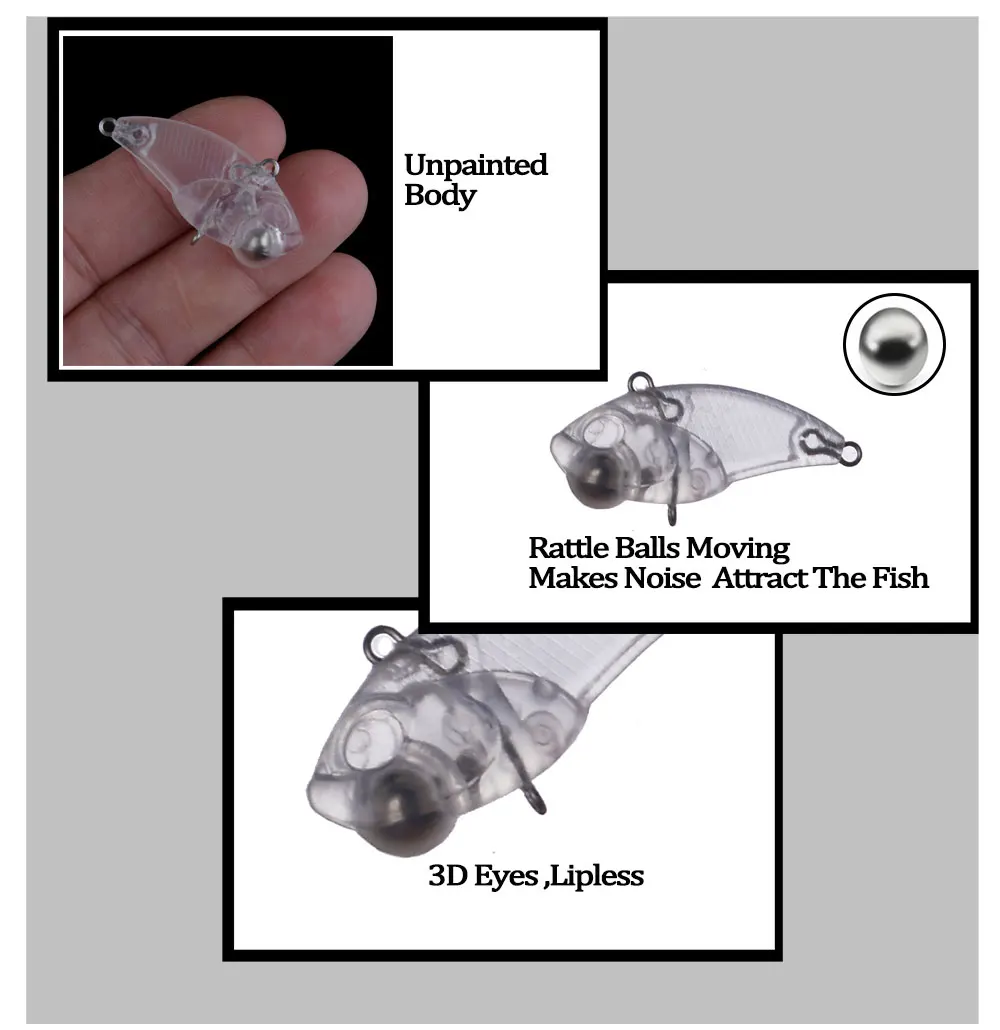 Chan'sHuang 30 Uds. Señuelos de pesca en blanco sin pintar 3,8 cm 3,7g de fundición larga Mirco VIB sonajero vibración DIY cebo Artificial hecho a mano - imagen 4