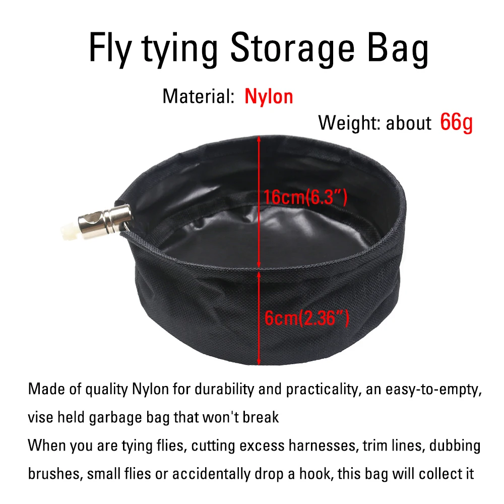 ICERIO herramienta de atado de pesca con mosca apilador de pelo desmontable/Twister de secado/bolsa de almacenamiento de nailon bandeja de basura - imagen 5