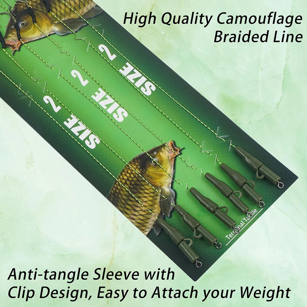 Aparejos de pelo de pesca de carpa, ganchos preatados con clips de peso para carpa, helicóptero Chod, herramientas de aparejos de pesca de carpa, 12 piezas, 2/4/6 # - imagen 4