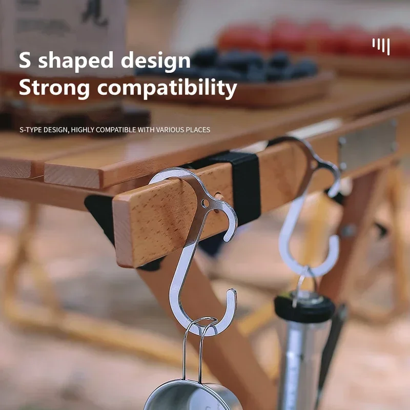 Gancho colgante de cuero en forma de S para exteriores, 1/2/3/4 piezas, utensilios de cocina de viaje, gancho de acabado, soporte para olla, sartén, lámpara, estante de almacenamiento - imagen 3
