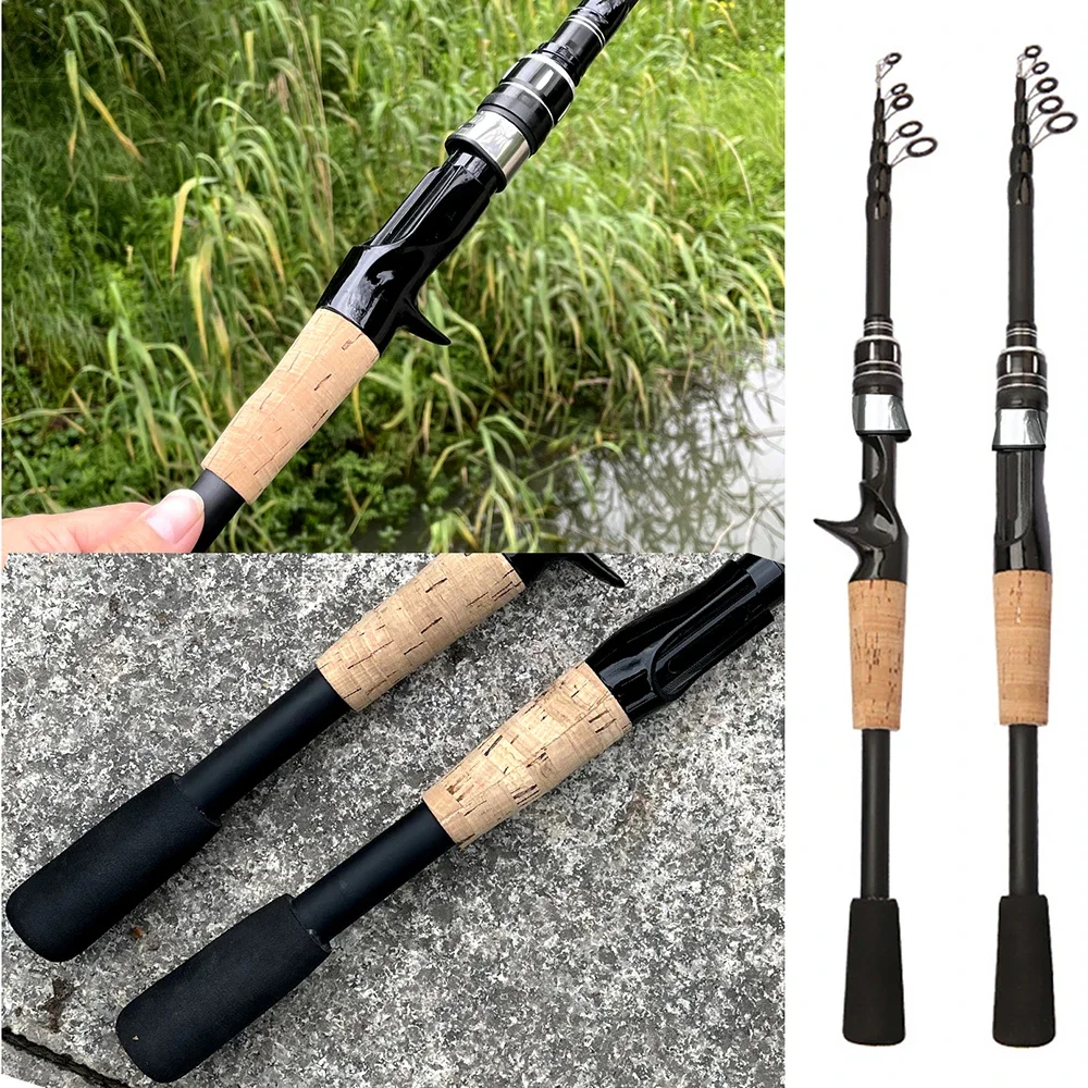 Señuelo 8g-25g caña de pescar Baitcasting 1,5 m 1,8 m 2,1 m 2,4 m varillas de fundición giratoria de fibra de carbono pesca en el lago para Lucio - imagen 4
