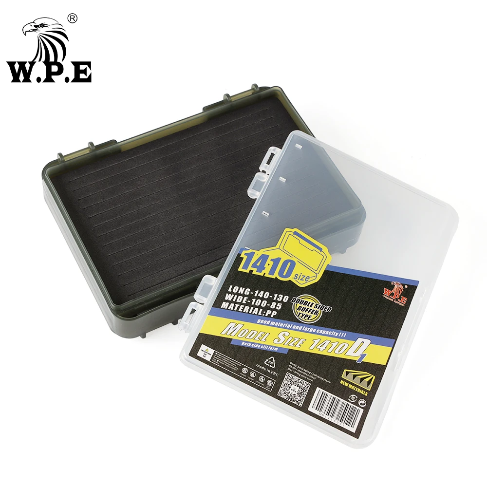 W.P.E Caja de señuelos de pesca, cajas de aparejos de pesca de doble cara, señuelo giratorio, Swimbaits, plantilla para lubina, anzuelo de señuelo suave, accesorios de caja de almacenamiento - imagen 2