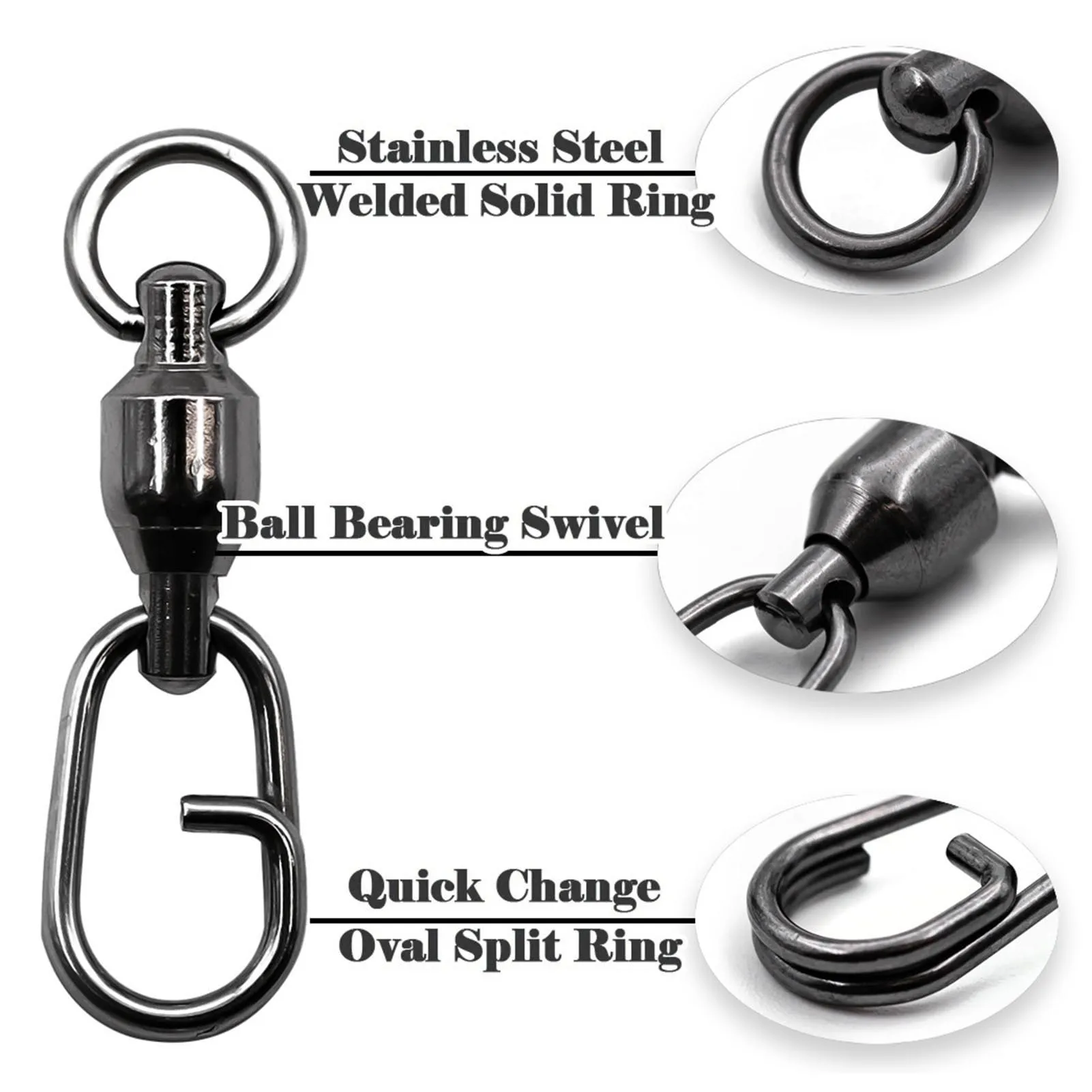 25pcs Fast Change Fishing Clip Snaps Fishing Rolling Swivel Free Spinning Bearing Fishing accessories Lake River Coastal Water - imagen 5