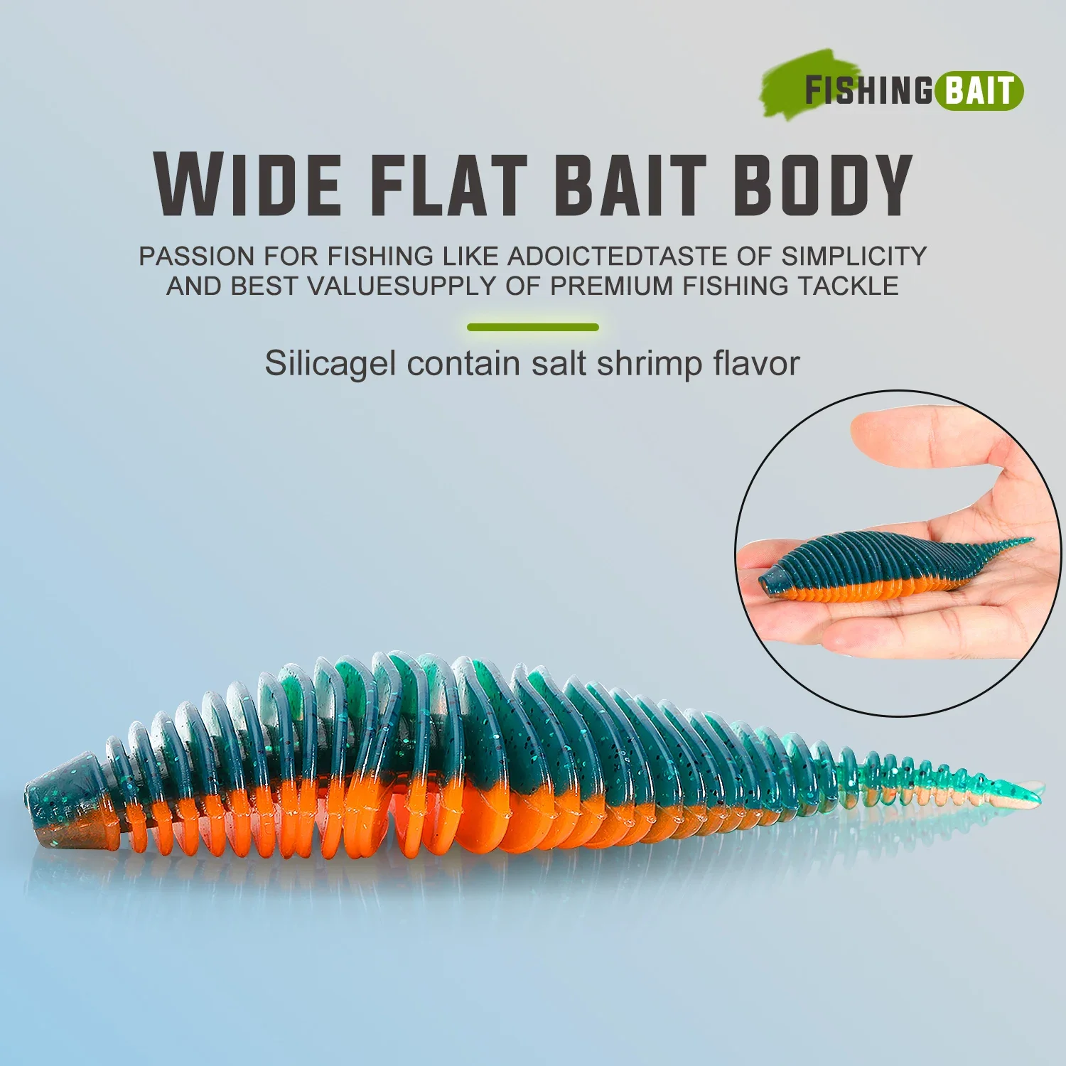 Sougayilang BELLOWS GILL señuelo suave gusano pesca lubina señuelo 100mm/3 uds 75mm/10 Uds larva cebo suave forma de hoja cebo suave - imagen 3