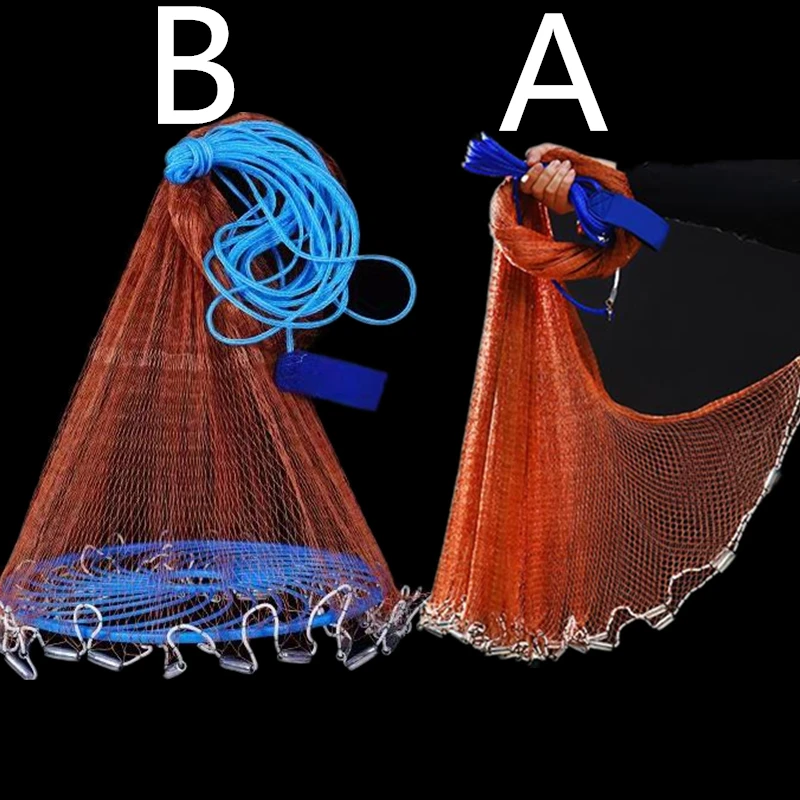 Finefish-red de tiro manual de EE. UU., 1,2-3,6 M de altura, fuerte línea trenzada, plomada de acero, red de pesca, herramienta de caza de malla pequeña - imagen 2