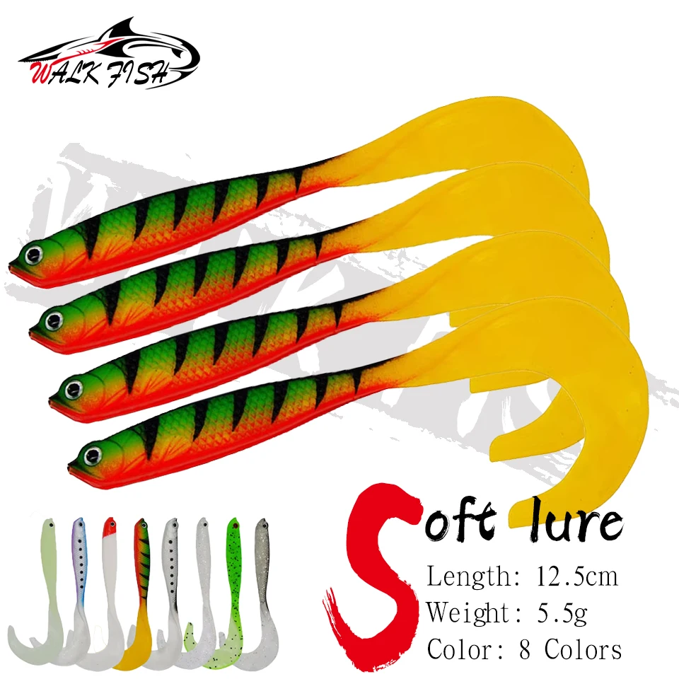 WALK FISH Shad Cola en T – Señuelo blando de silicona para lubina