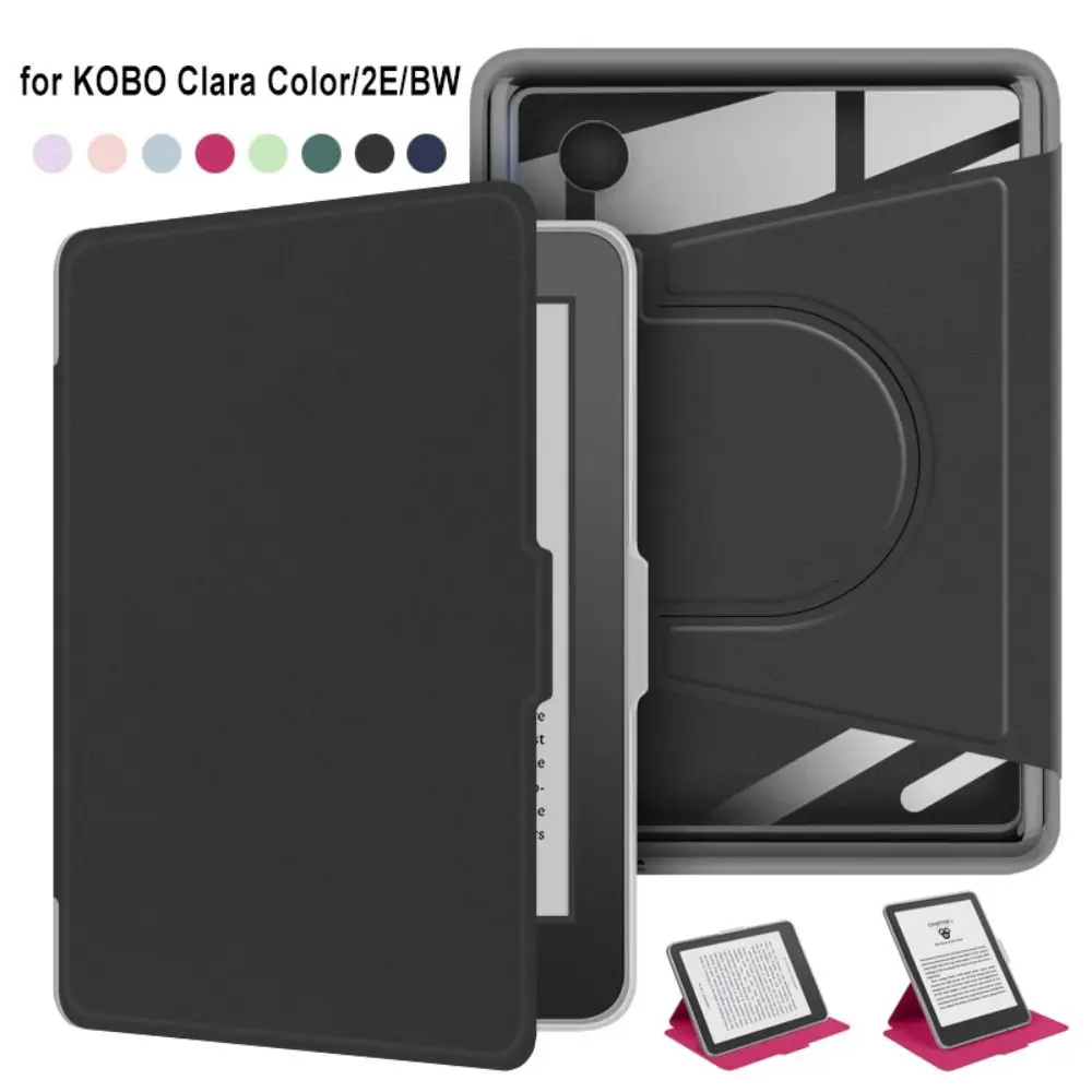 Diseño magnético, funda para lector electrónico de 6 pulgadas, encendido/apagado automático, cubierta de soporte desmontable, rotación de 360, acrílico para KOBO Clara Color/2E/BW - imagen 2
