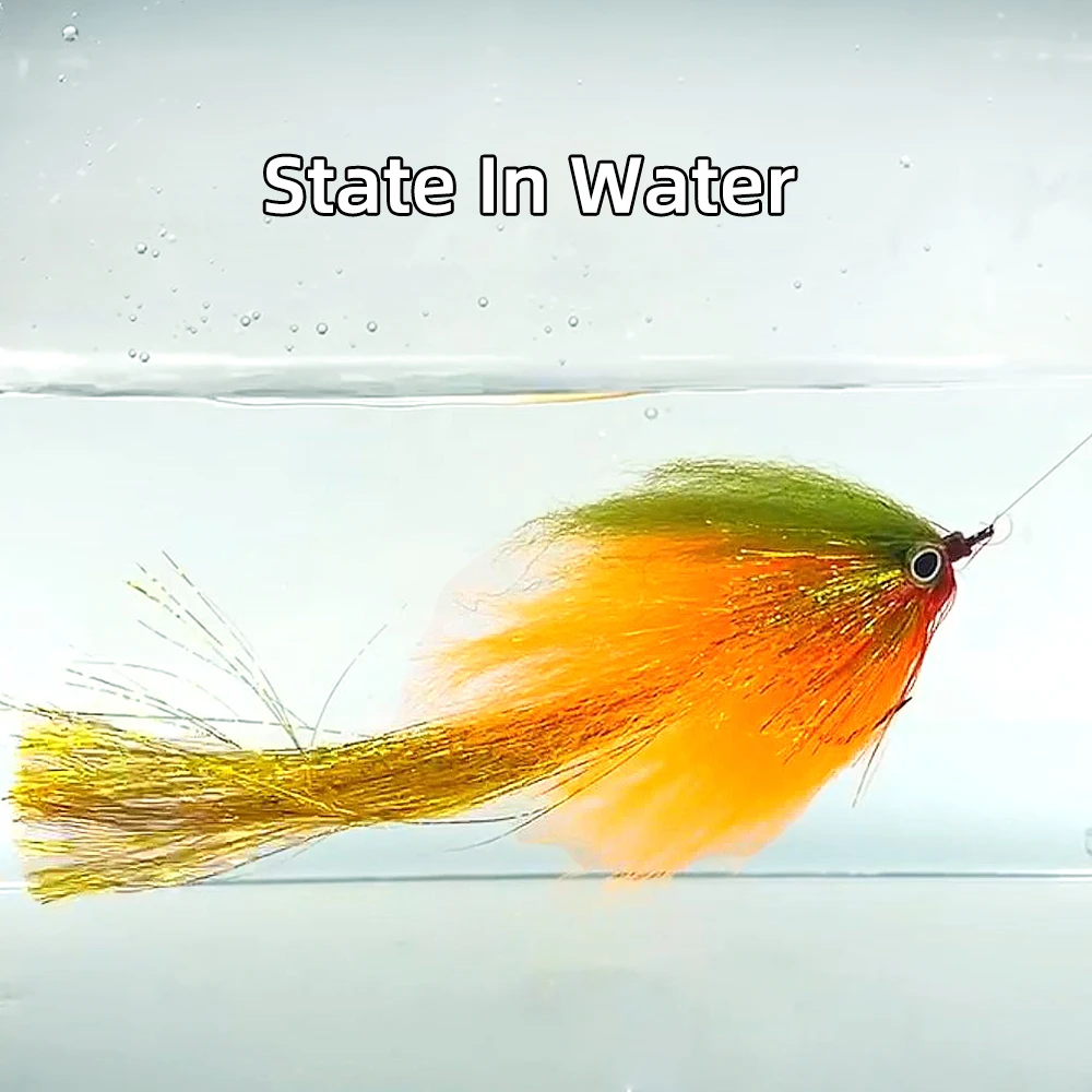 Ellllv-anzuelo serpentina de 6,9 pulgadas para mosca, 4/0, gran juego, ojos 3D, señuelo de pez cebo realista, pesca de lubina, especie de agua salada almizclada - imagen 5