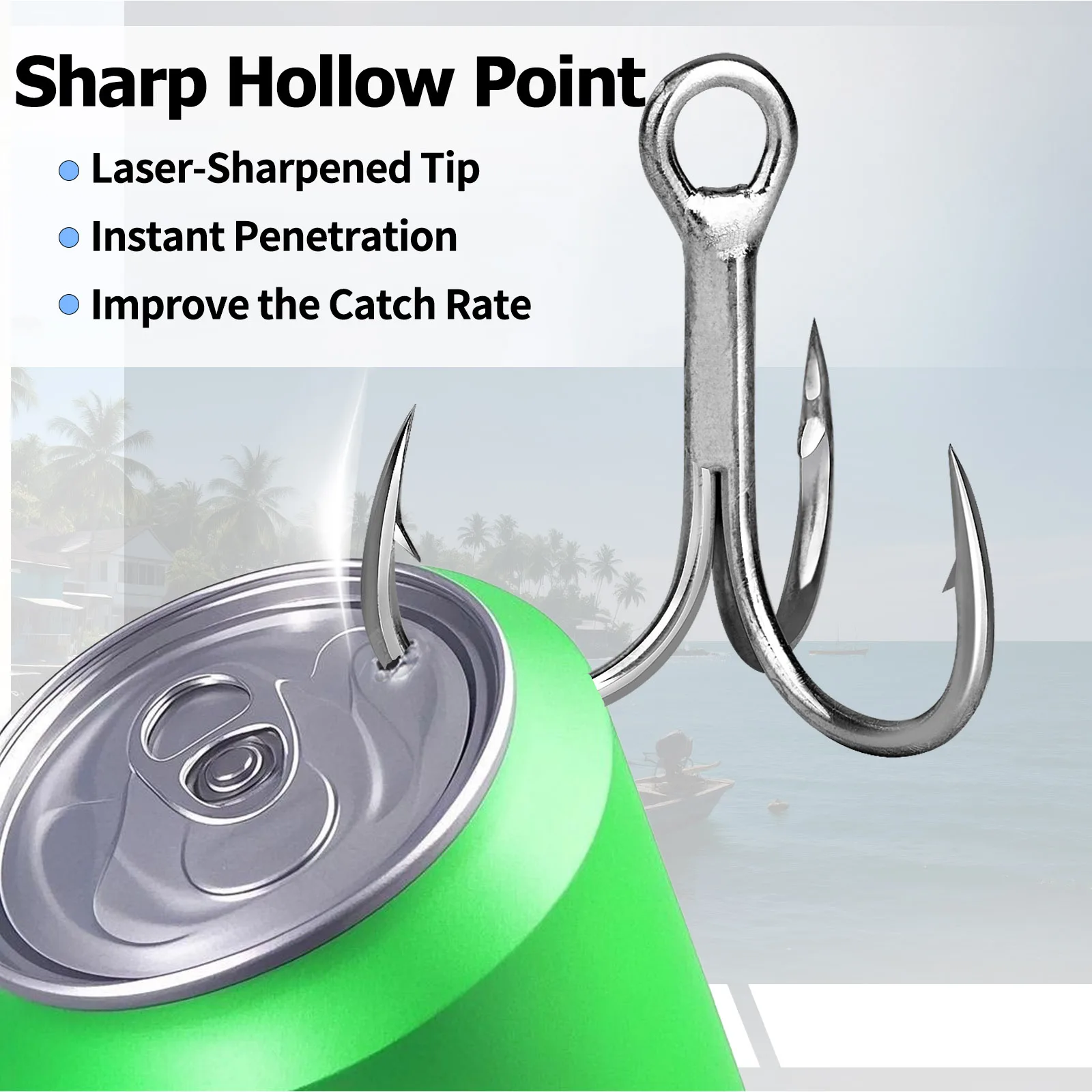 Anzuelos triples de pesca 3X fuertes 25 ~ 100 Uds anzuelo de pesca de agua salada Crankbait Spinners señuelos duros anzuelo de repuesto trucha atún salmón - imagen 3