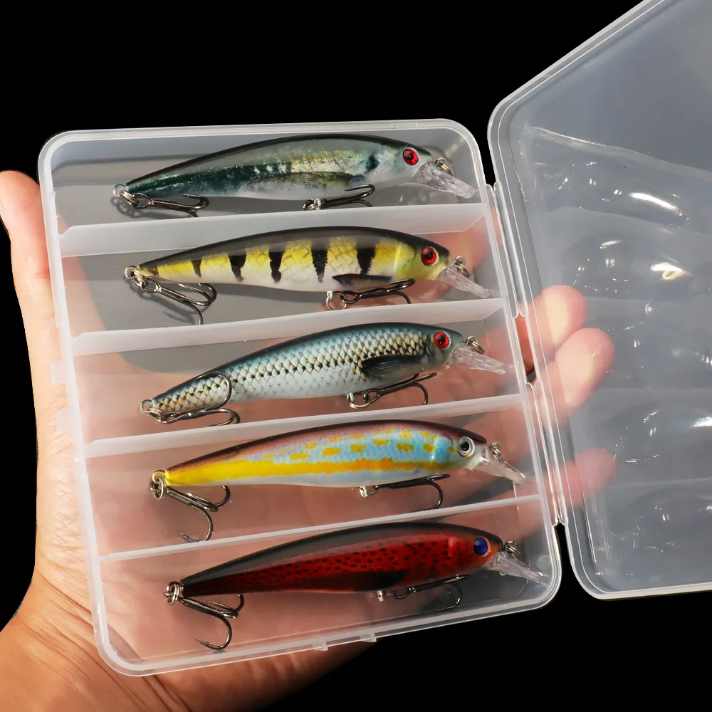 Juego señuelos hundibles Wobbler Jerkbait con sonajero para carpa