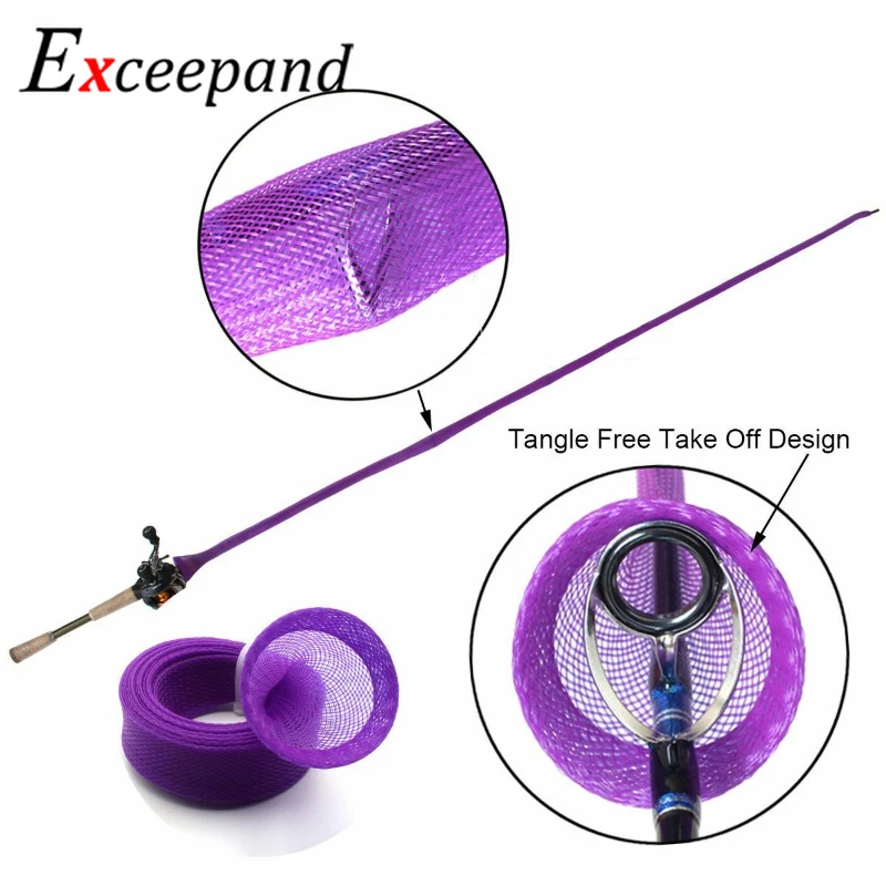 Exceepand-funda elástica sin enredos para caña de pescar, Protector de calcetín, herramientas para chaqueta, 6 unids/lote por bolsa, 170cm x 25mm - imagen 3