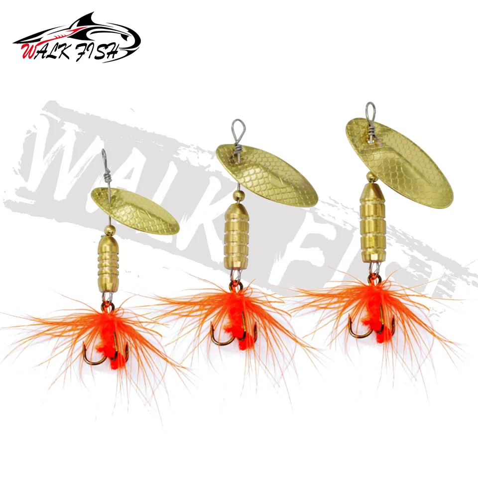 WALK FISH 3PCS Fishing Lure Spinner Bait Compound Bait 3g 4.5g 5.5g Rotation Spoons Feather Jig Buzz Artificial Baits - imagen 5
