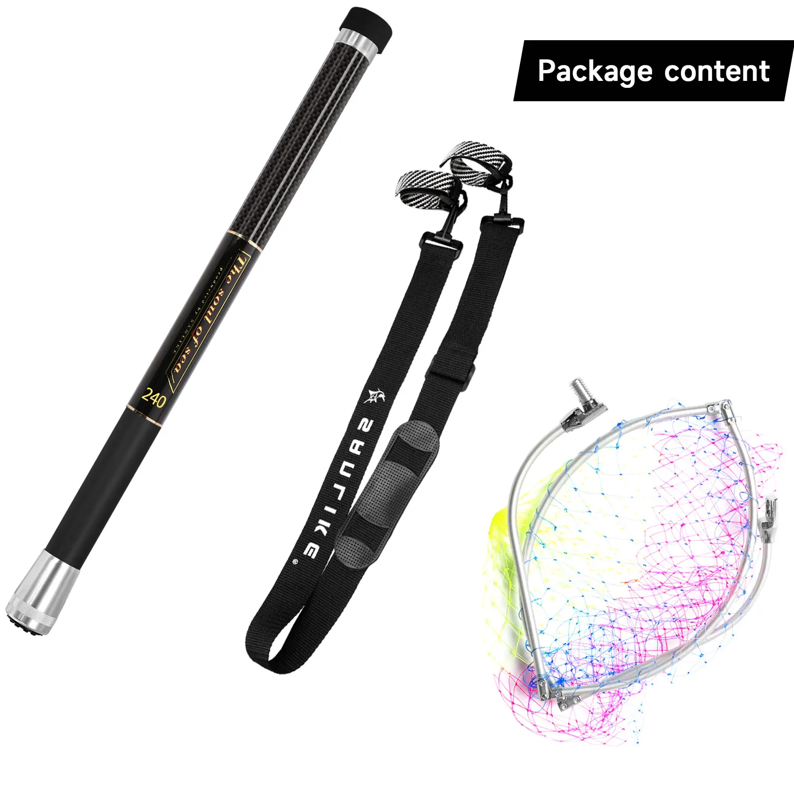 SANLIKE-Red de aterrizaje de pesca telescópica, malla de mano plegable portátil, poste de carbono para carpa, aparejos de pesca, liberación de captura, 240cm - imagen 2