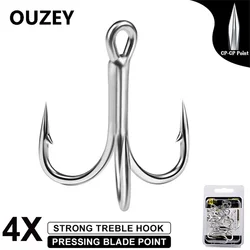 10 Uds 4X gancho triple antioxidante ganchos de anclaje Triple con púas súper afiladas ganchos de manivela de agua salada de acero rico en carbono aparejos de mar