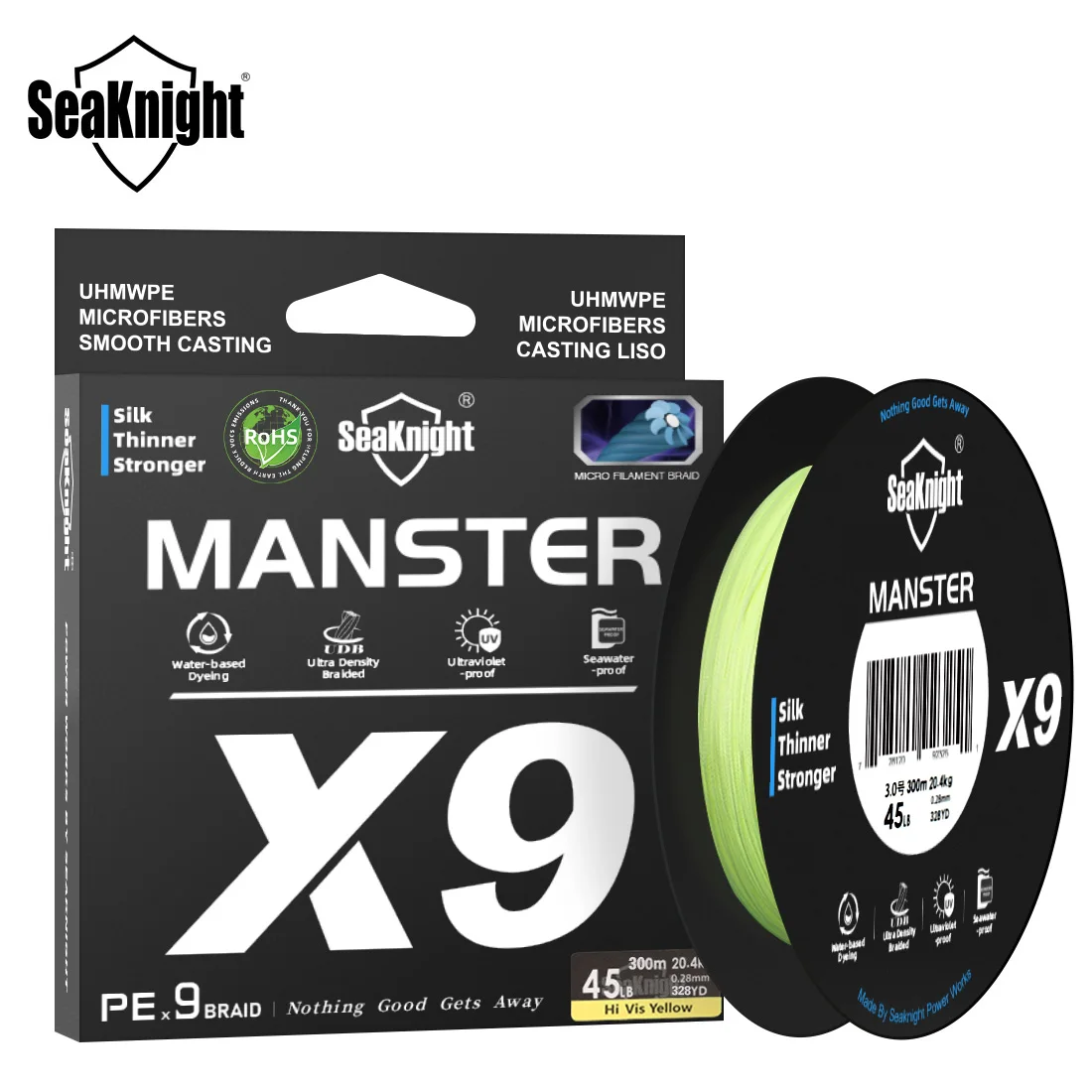 Sedal trenzado SeaKnight X9 – 9 hebras ultra suave para agua salada