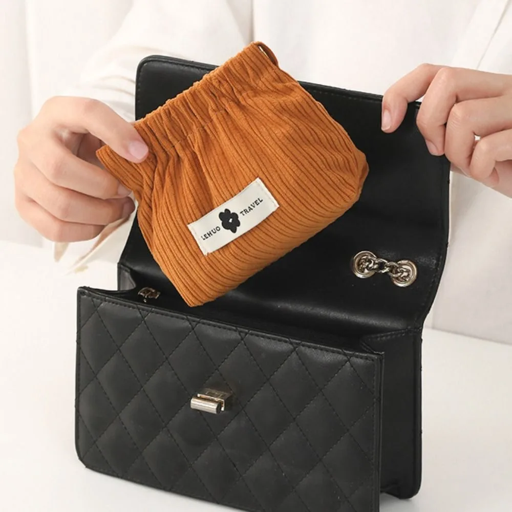 Mini bolso de metralla de moda, monedero de pana de Color sólido con lápiz labial, monedero suave para chica - imagen 2