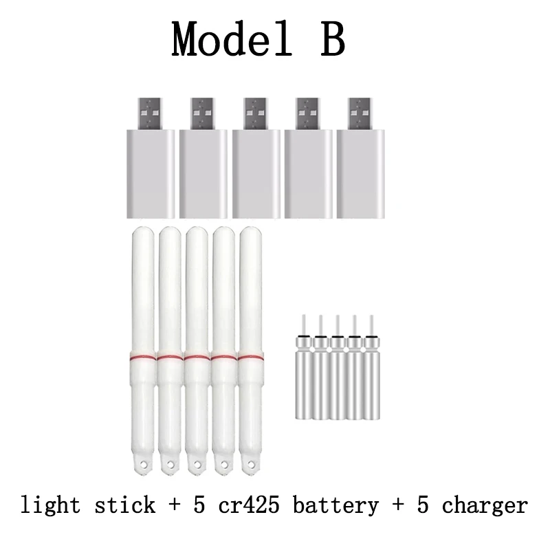 5 unids/lote barra luminosa de pesca nocturna con 5 baterías recargables cr425 accesorio de flotador luminoso lámpara atractora D016 - imagen 5