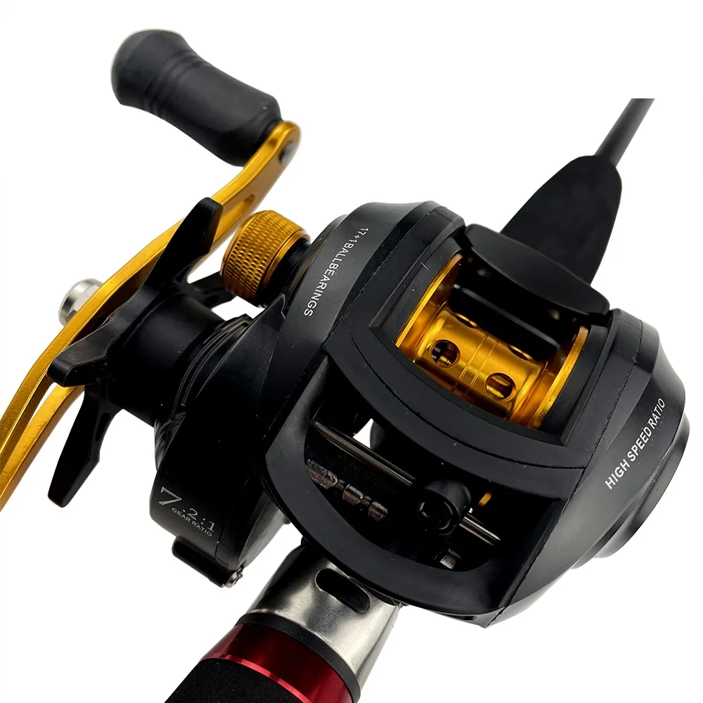 Max Drag Pwoer-carrete de Baitcasting de 8kg con fuerte sistema de frenado magnético y 17 + 1BB 7,2: 1 para una fundición más suave y larga