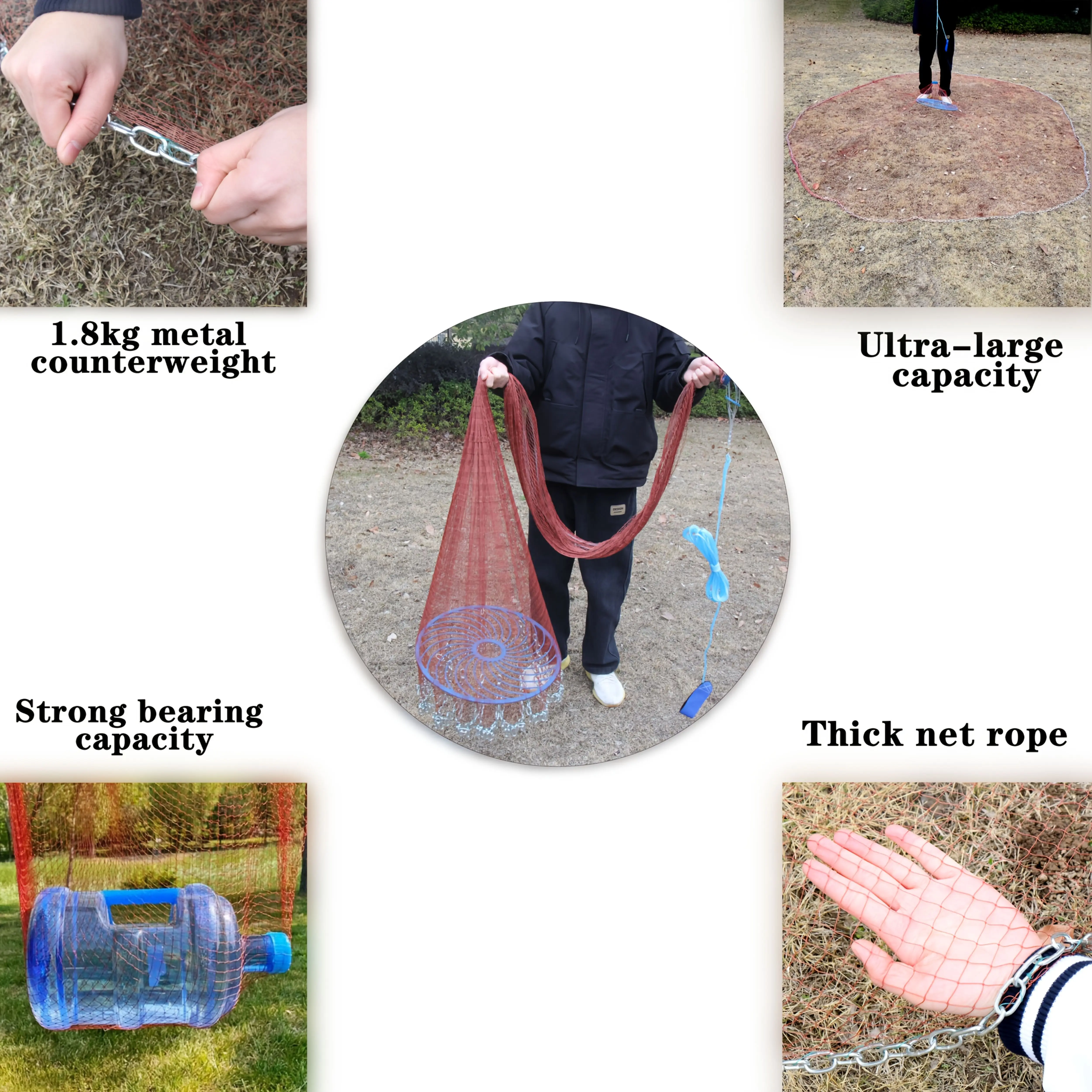 Línea multifilamento/sedal de pesca monofilamento, red fundida para pescar con plomo de acero, red de pesca para lanzar a mano al aire libre - imagen 3