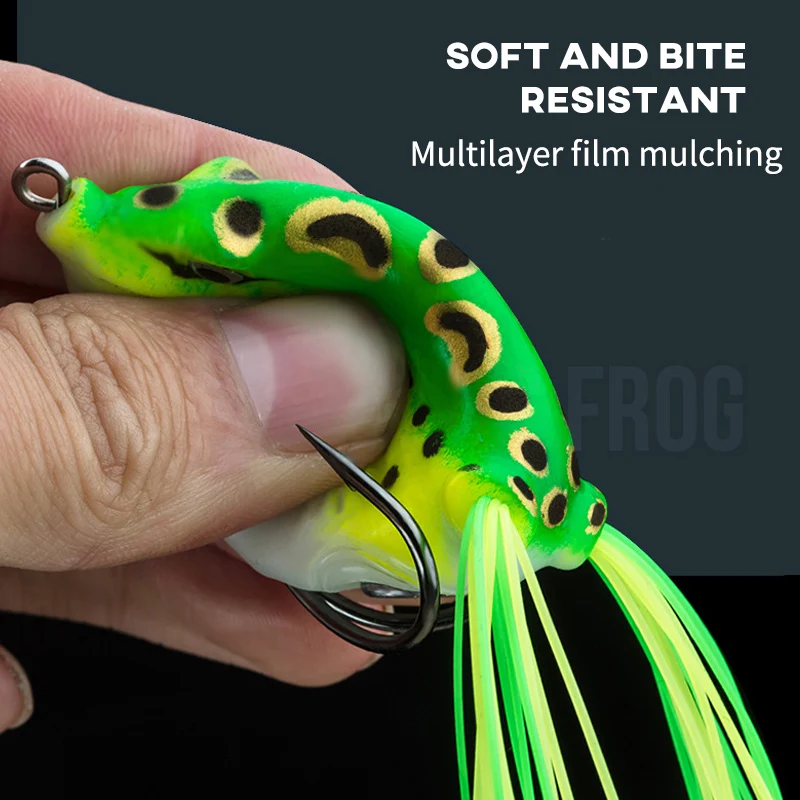 Señuelos de Pesca de rana, cebo de tubo suave, señuelo de silicona tipo RANA, ojos 3D, anzuelo afilado, aparejos de pesca artificiales, 1 unidad, 5g, 8,5g, 13g - imagen 3