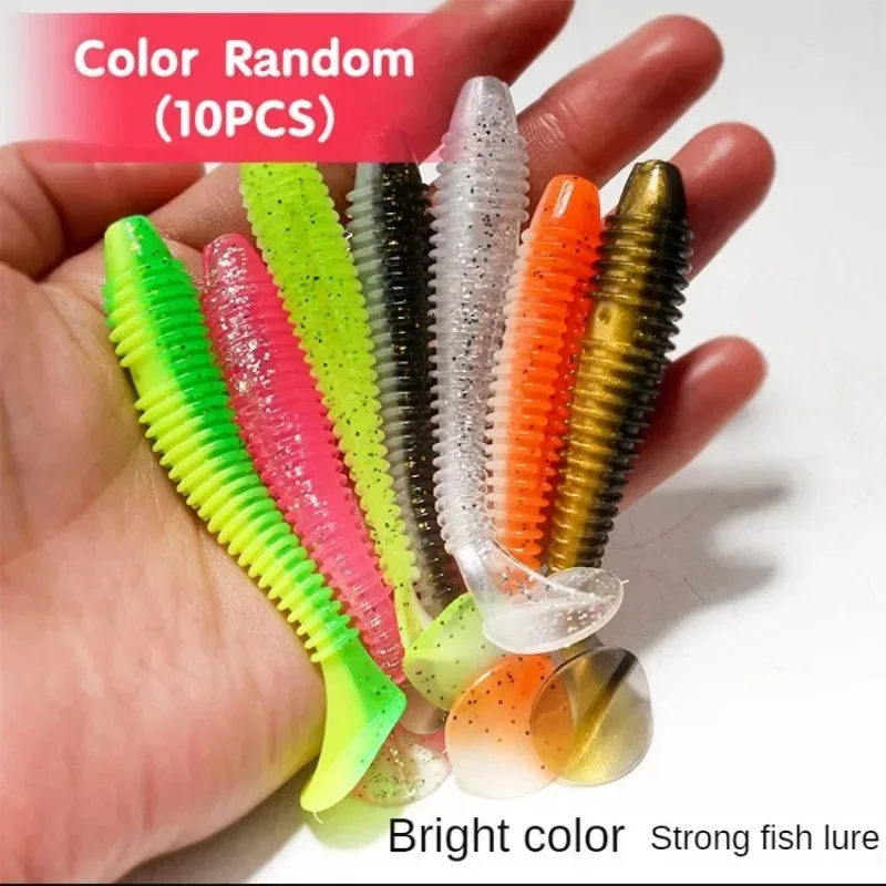 Hilo t-tail camino Subdual Color cebo suave gusano suave cabeza de plomo gancho t-tail gusano perca pez mandarín cebo falso - imagen 3