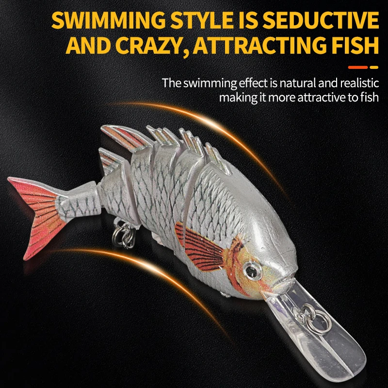 Señuelo de pesca multiarticulado, cebo duro Artificial de 10cm y 14g, 6 segmentos, lengua larga biónica, Tilapia, Swimbait para lubina - imagen 3