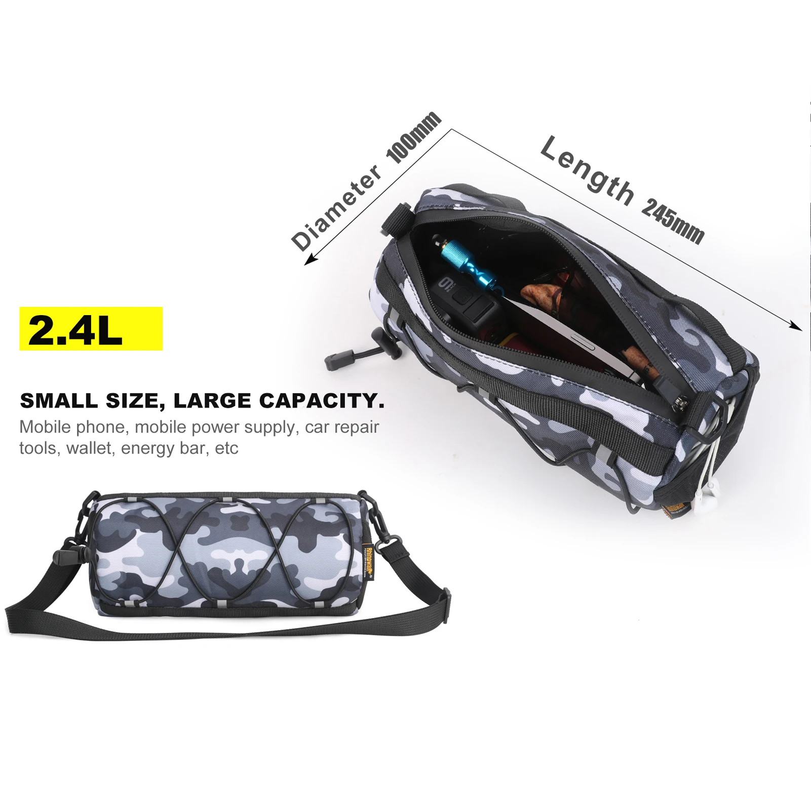 Rhinowalk-Bolsa de Bicicleta multifuncional para bicicleta, bolsa de almacenamiento frontal de gran capacidad, anticaída, duradera, cruzada - imagen 2