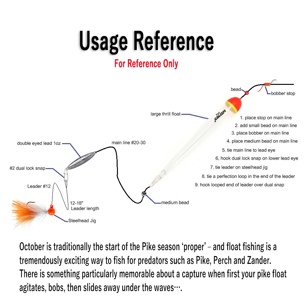 Wifreo-flotador de Lucio de cristal, accesorios de aparejos de pesca, 20g, 25g, 35g, Bobber ponderado en línea, Lucio Slamon Steelhead - imagen 5