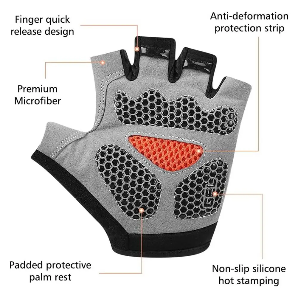 Accesorios Guantes de ciclismo antideslizantes Guantes de bicicleta transpirables que absorben los golpes Guante de medio dedo para exteriores