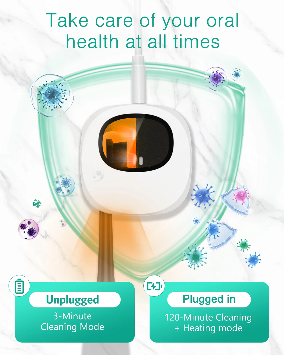Esterilizador UV para cepillos de dientes recargable con secado