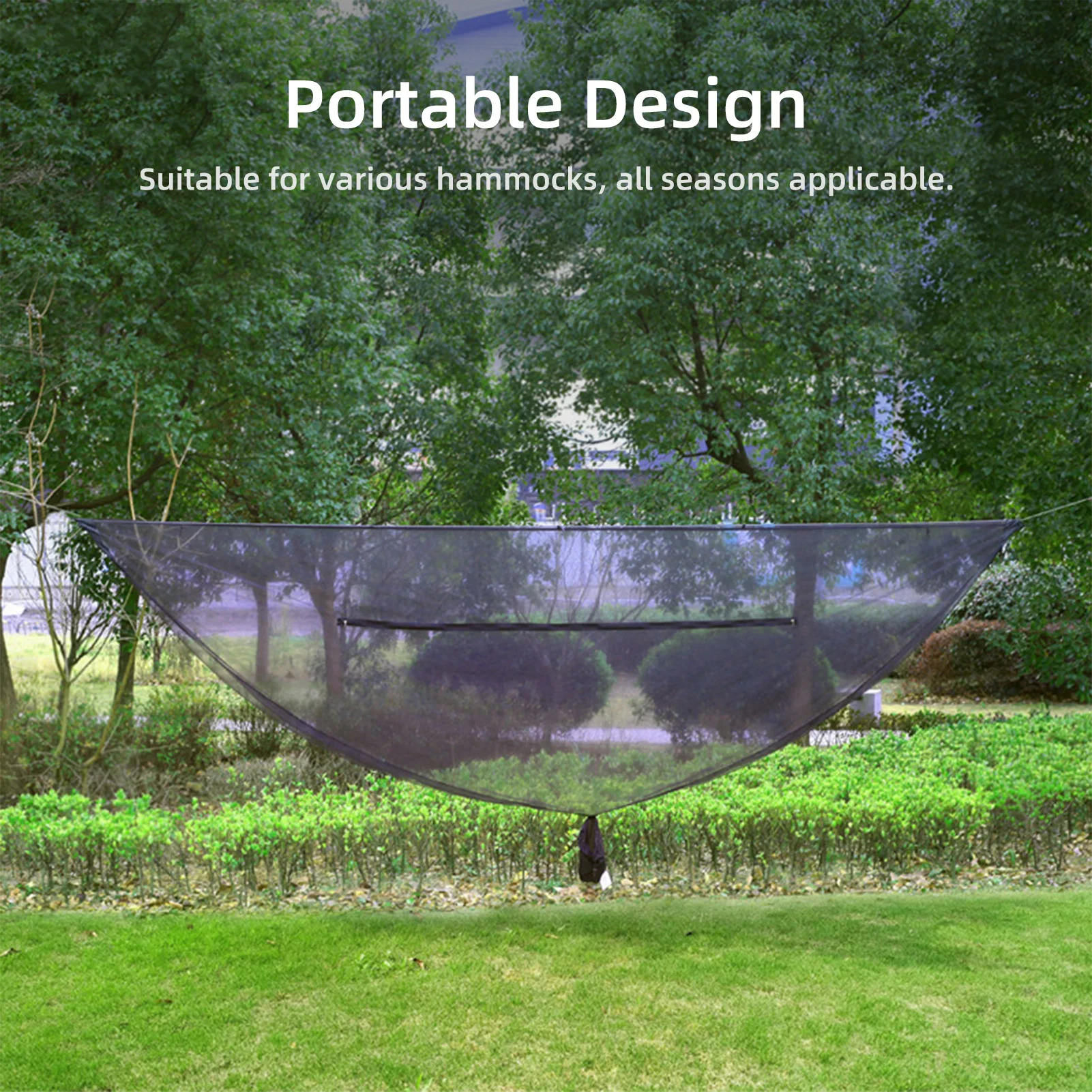 Red para hamaca al aire libre, nailon 20D, transpirable, para cama de acampada, malla portátil ligera para viajes al aire libre - imagen 4