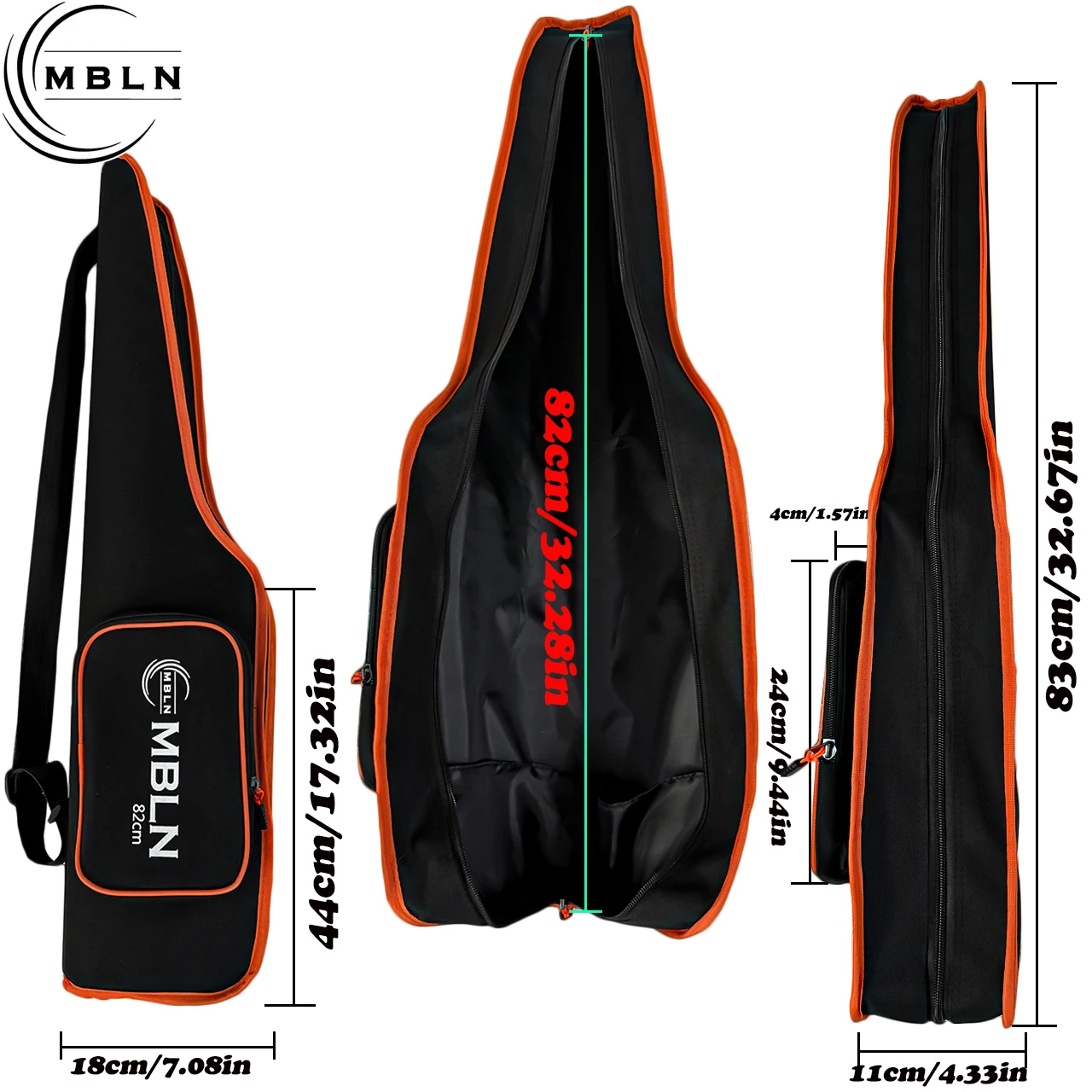 Bolsa de pesca MBLN larga de nailon para hombro con bolsillo