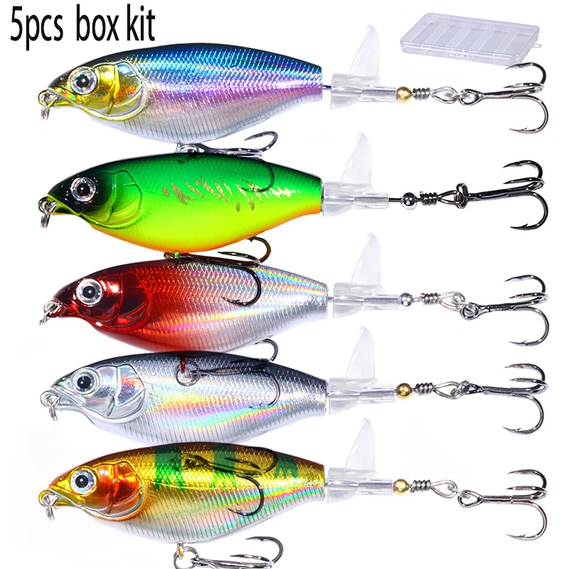 Popper Wobbler Topwater lubina – Señuelo artificial cola giratoria