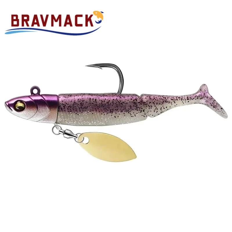 BRAVMACK Señuelos de silicona señuelos de cuchara de metal oscilantes adecuados para barracudas trucha y lubina