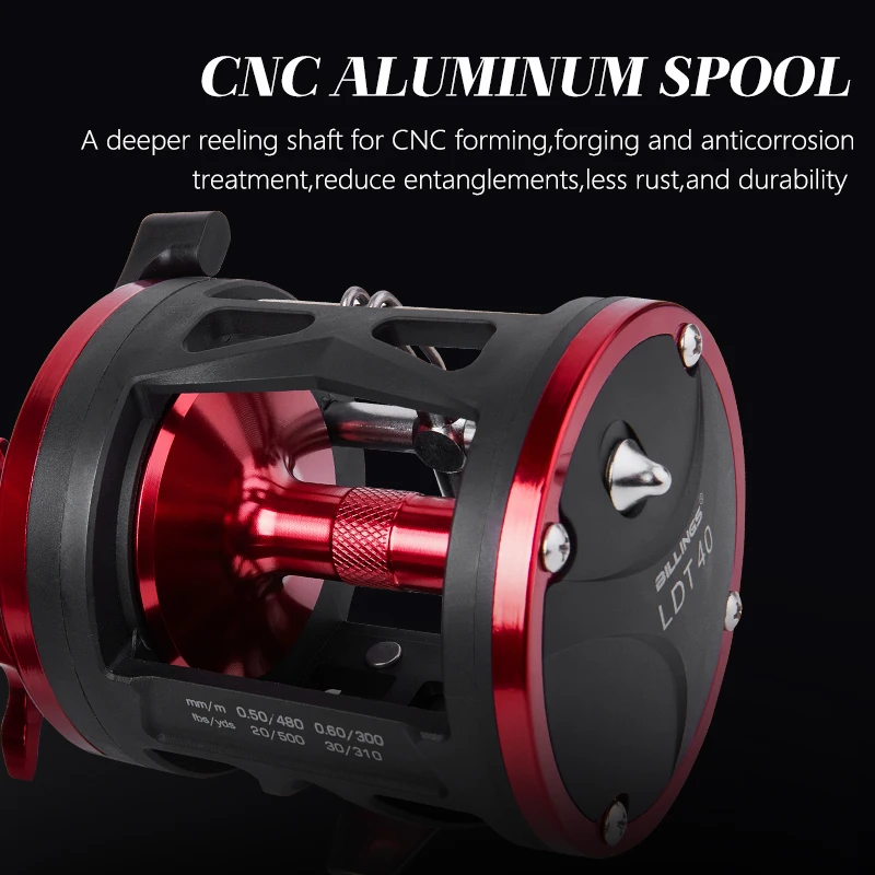 BILLINGS carrete de pesca de tambor de curricán 3 + 1bb carretes de pesca de agua salada de mar mano izquierda/derecha carrete de Baitcasting redondo de Surf costero - imagen 3