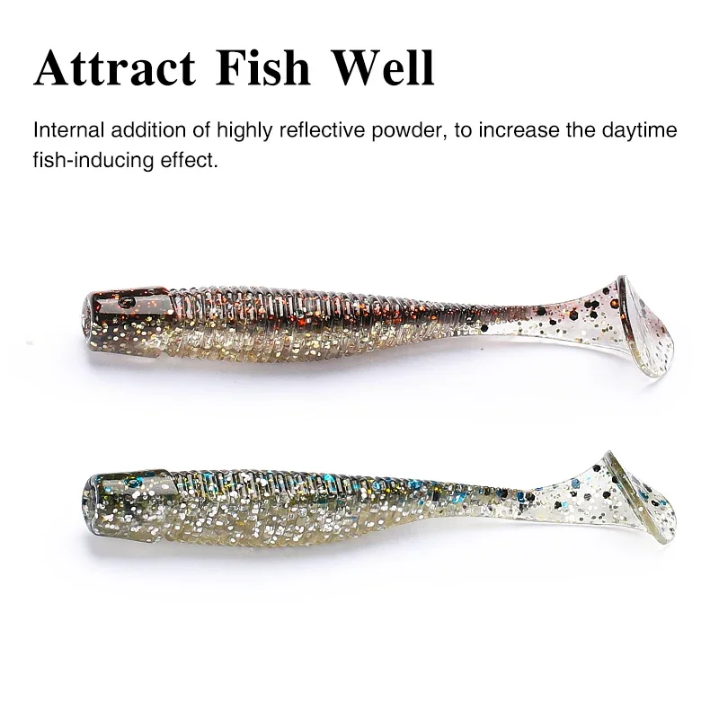 TSURINOYA T cola columpio gusano cebo suave THALLO 65mm 1,8g 14 Uds agregar sabor a camarón cebos de pescado falso lubina aparejos de pesca Wormbait - imagen 5