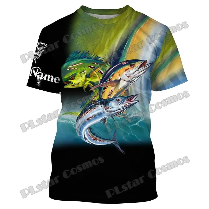 Mahi-Mahi, Wahoo, pesca al atún, nombre personalizado, camiseta estampada en 3D a la moda para hombre, pantalón corto informal Unisex de verano, camiseta de manga TX311 - imagen 2
