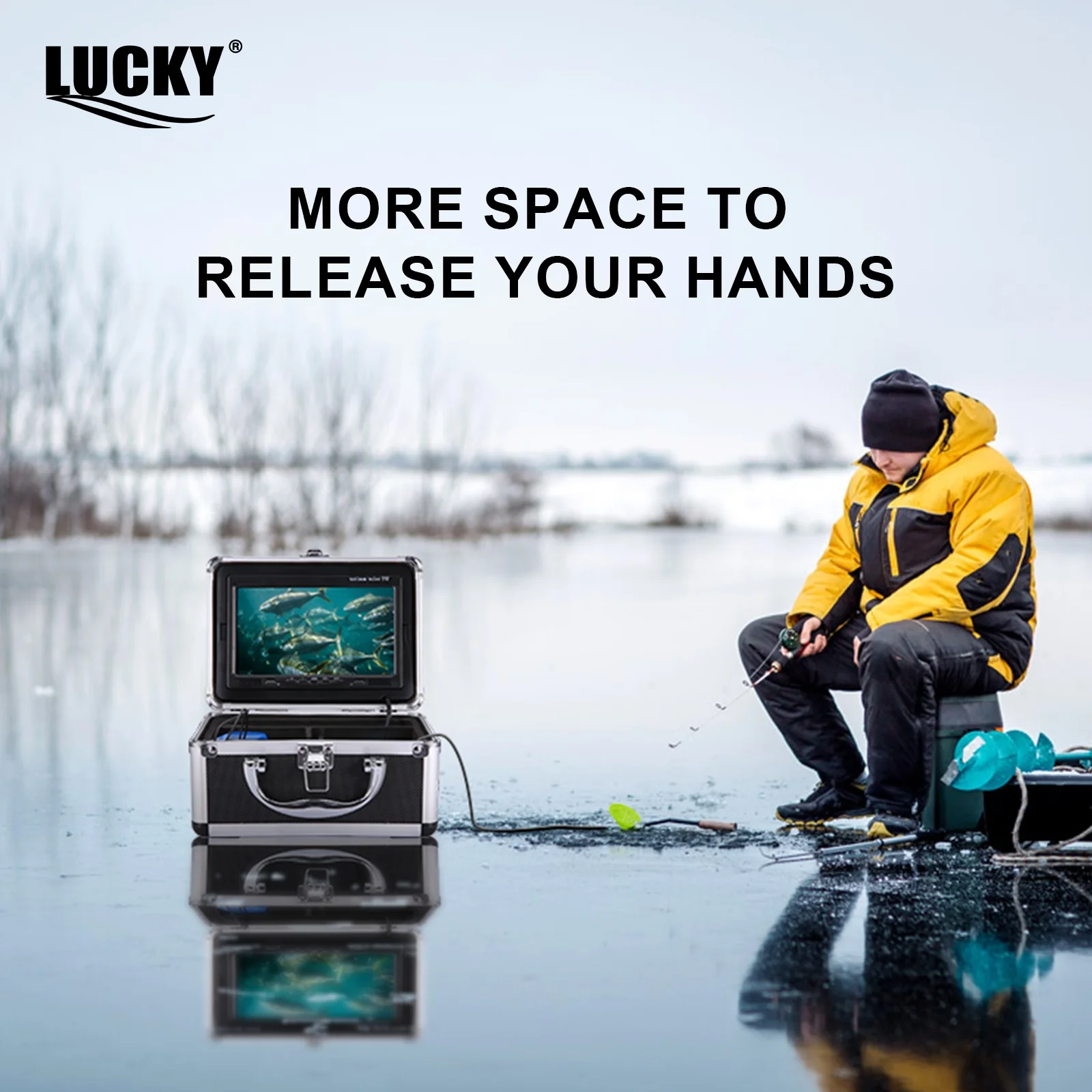 LUCKYLAKER-Kit de cámara buscador de peces, Monitor LCD, pesca en hielo subacuática de invierno, cámara de pesca submarina de 7 pulgadas - imagen 3