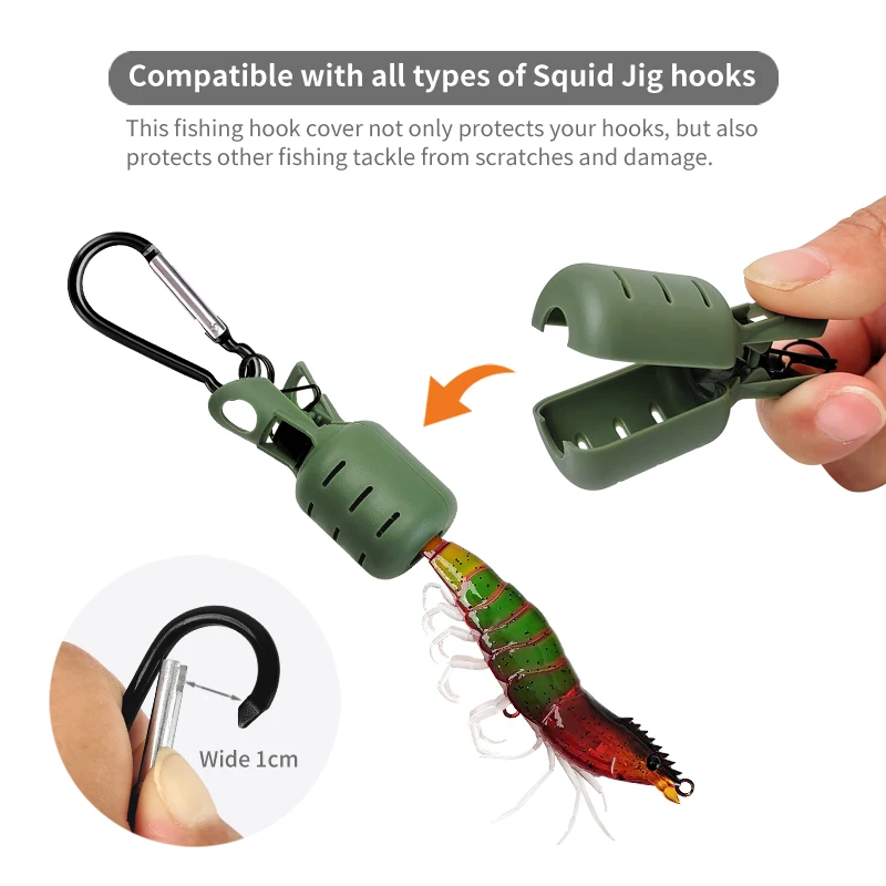Kit Protector de cebo de plantilla de calamar, 6 uds., cubierta de gancho para Egi, pulpo, sepia, paraguas, tapa de señuelo con mosquetón para accesorios marinos - imagen 5