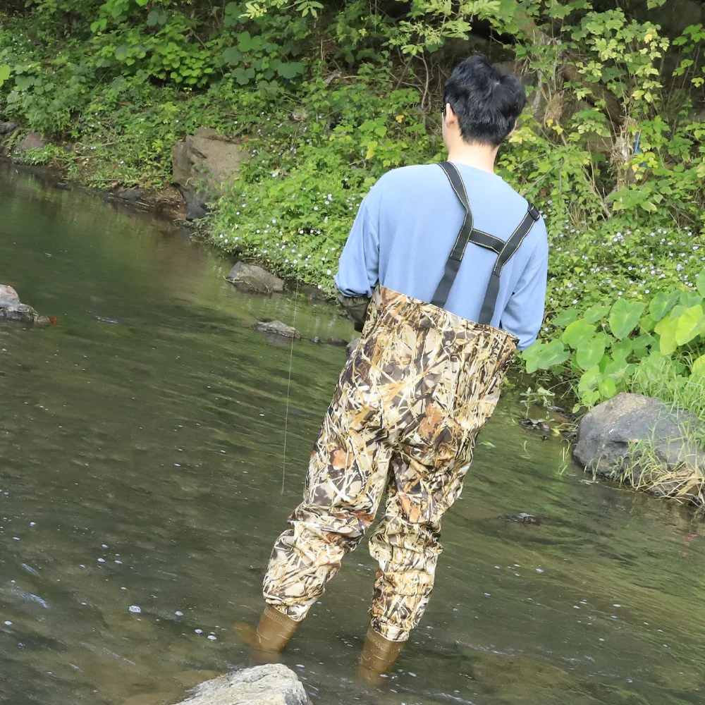 Botas de pesca de nailon grande, pantalones de agua de pesca de medio cuerpo con botas, cintura elástica, hebillas de liberación rápida ajustables - imagen 5