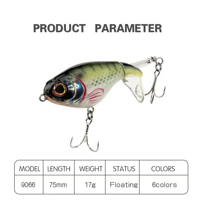 Whopper Popper 75mm – Señuelo topwater de cola giratoria para bass - imagen 4